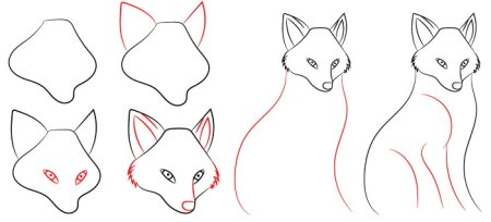 Лиса сбоку рисунок поэтапно