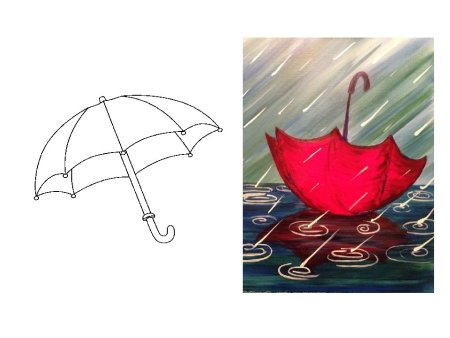 Нарисовать зонтик карандашом