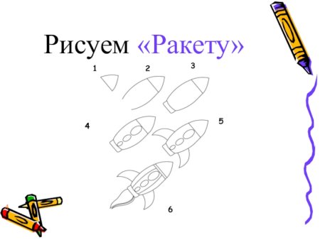 Поэтапное рисование ракеты