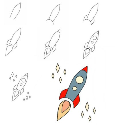 Поэтапное рисование ракеты