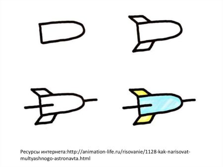 Как нарисовать ракету для детей поэтапно