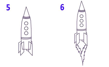 Ракета рисунок карандашом