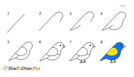 Рисование птицы пошагово