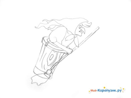 Поэтапный рисунок бабы яги
