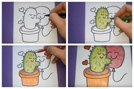 Кактус пошаговый рисунок