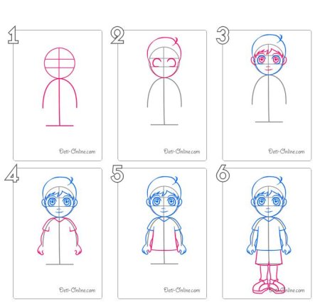 Поэтапное рисование девочки