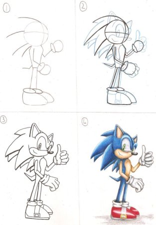 Поэтапное рисование Соника