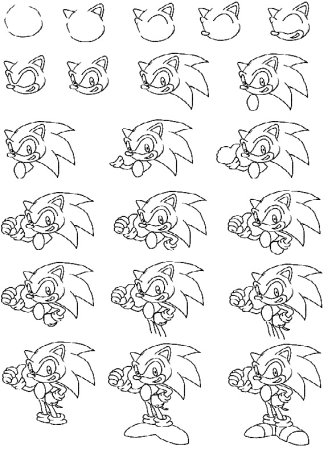 Поэтапное рисование Соника