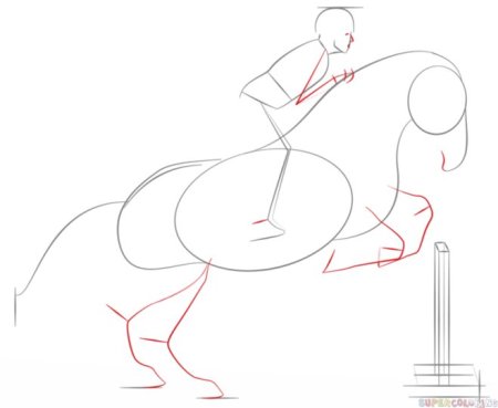 Поэтапное рисование человека на коне