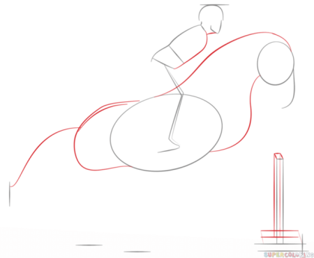 Поэтапное рисование лошади и человека