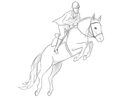 Всадник на коне рисунок карандашом