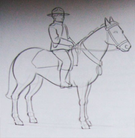 Поэтапное рисование богатыря на коне