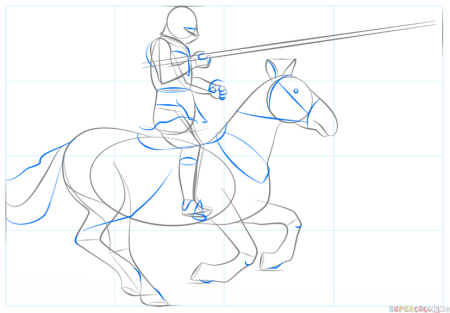 Поэтапное рисование человека на коне