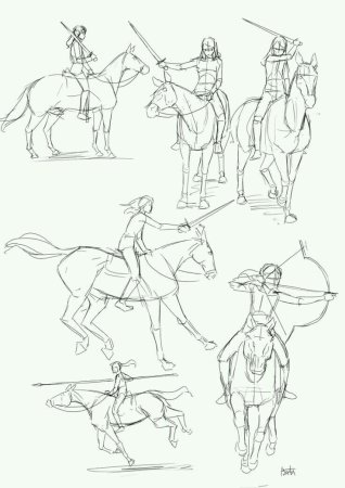 Поэтапное рисование человека на коне
