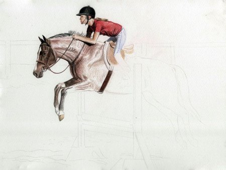 Трафарет человека лошадь