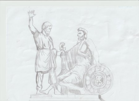 Памятник Минина и Пожарского нарисовать