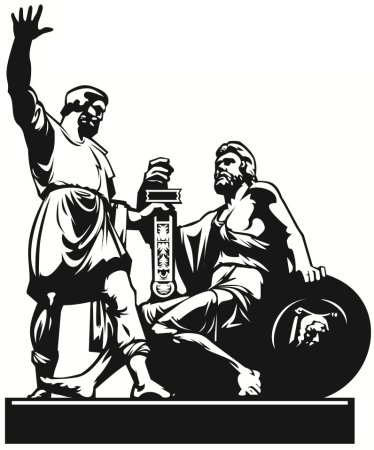 Памятник Минину и Пожарскому в Москве рисунок