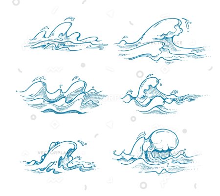 Волны рисунок по этапно