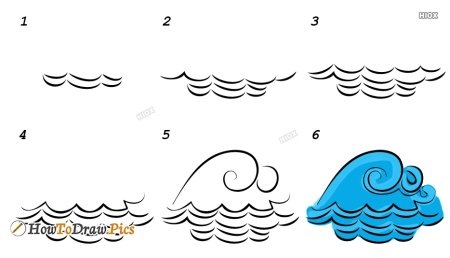 Волны нарисовать для детей