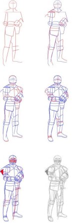 Поэтапный рисунок рыцаря