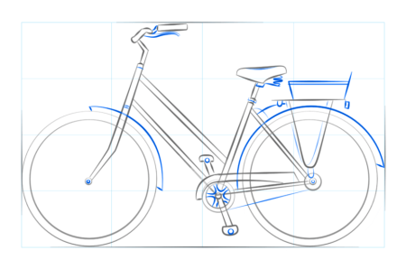 Поэтапное рисование велосипеда