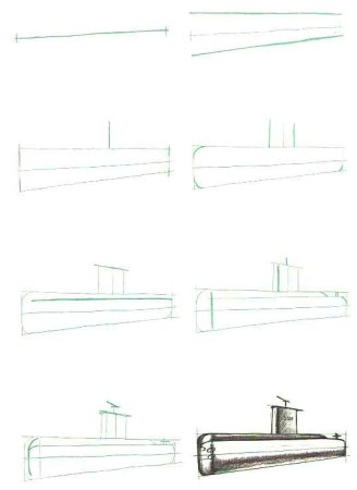 Поэтапное рисование военного корабля