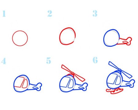 Схема рисования вертолета для детей