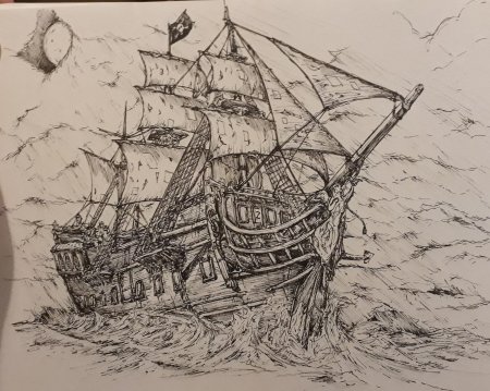 Раскраска пираты Карибского моря черная Жемчужина