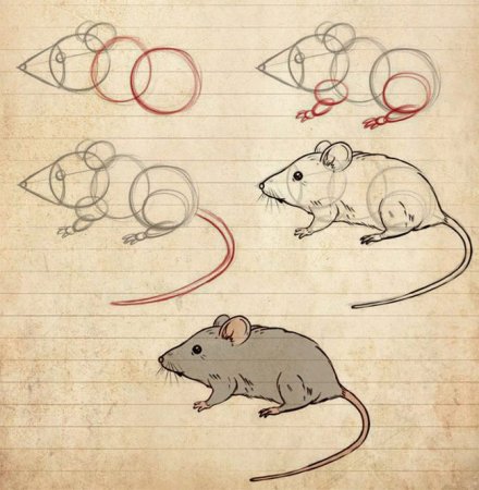 Крыса рисунок поэтапно (52 фото)