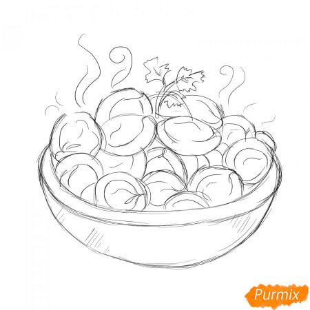Пельмени нарисованные карандашом