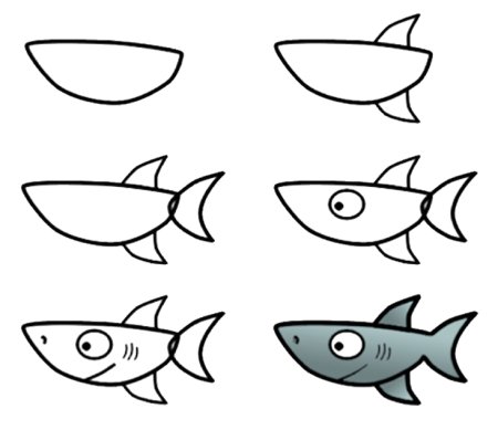Поэтапное рисование рыбки для дошкольников