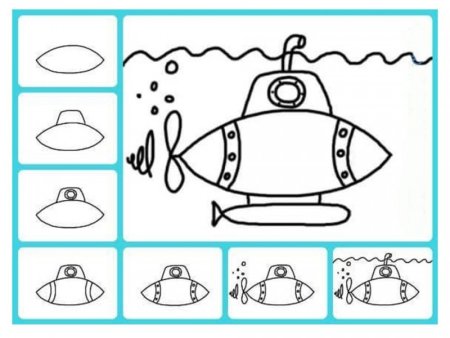 Этапы рисования ракеты