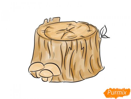 Пенёк рисунок красками