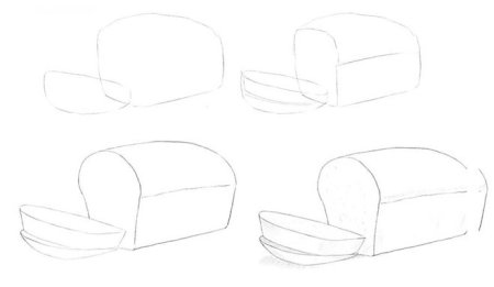 Поэтапное рисование хлеба