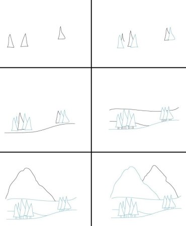 Поэтапное рисование гор