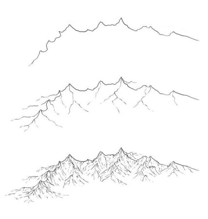 Горы карандашом пошагово