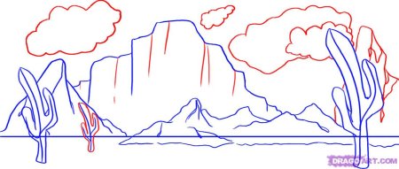 Горы пустыни рисунок карандашом