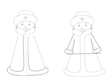 Поэтапное рисование Деда Мороза и Снегурочки