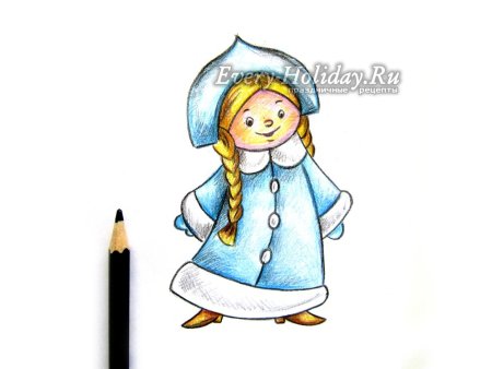 Снегурочка рисунок карандашом