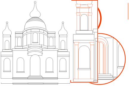 Поэтапное рисование собора