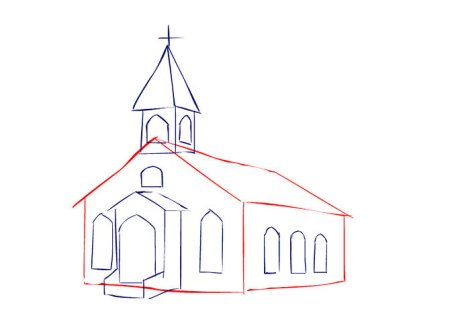 Эскиз церкви карандашом для начинающих
