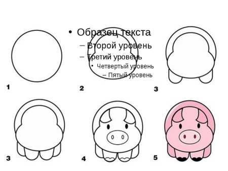 Свинья рисунок для детей карандашом