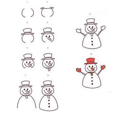 Схема рисования снеговика