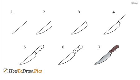 Рисовать ножи пошагово