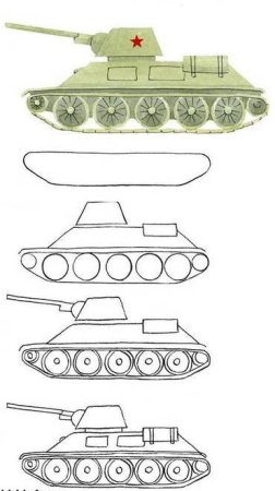 Танк рисунок поэтапно
