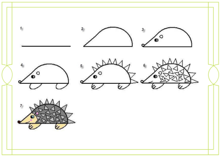 Поэтапное рисование ежика