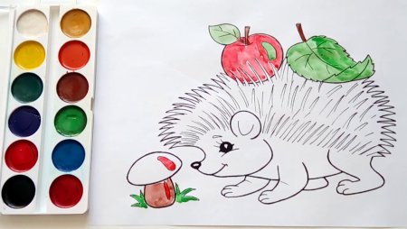 Ежик с грибочком раскраска