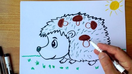 Схема рисования ежика для детей