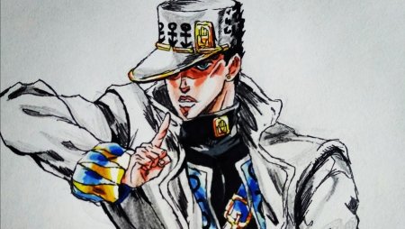 Джотаро арт карандашом