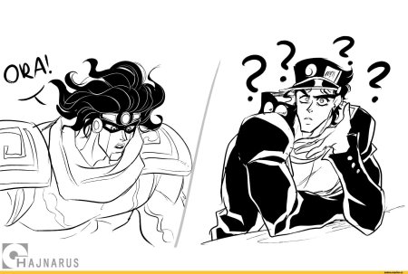 Джотаро Куджо в полный рост карандашом